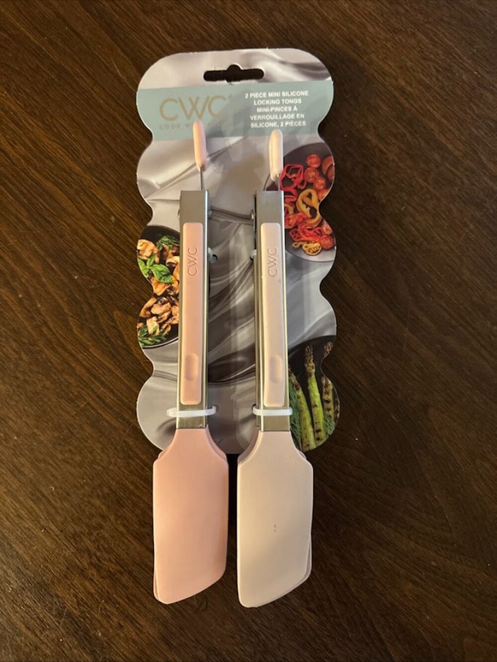 Cook With Color 2 Piece Pink Mini Silcone Locking Tongs